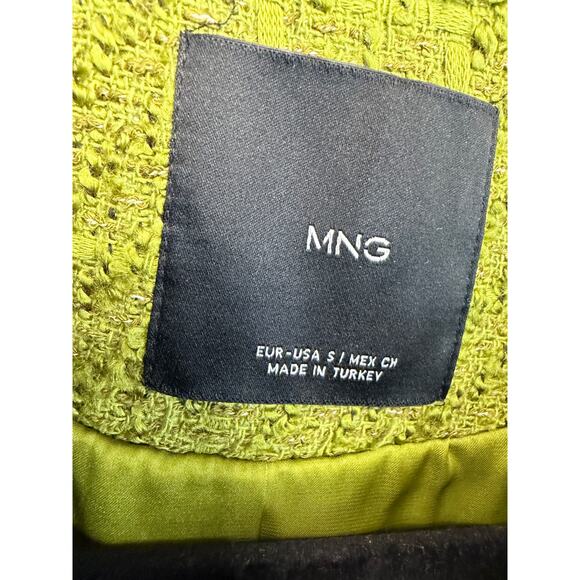 Mango Tweed Jacket with Jewel Buttons Green women's S Classic - Picture 9 of 13